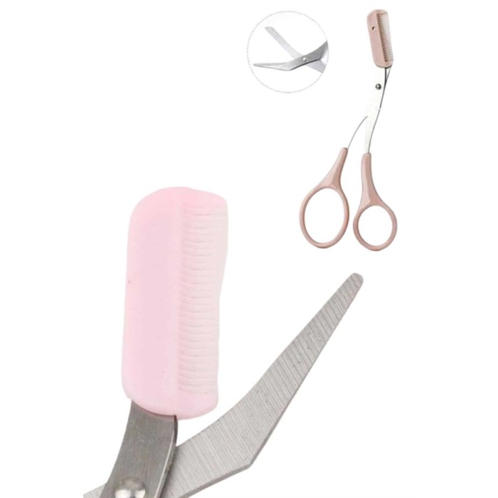 Kavisli Kaş Kirpik Düzeltici Bıyık Alma Taraklı Kaş Makası Yüz Bakım Seti Makas - Lisinya