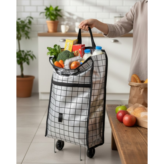 Sağlam Gövdeli Sessiz Tekerlekli Pazar ve Market Çantası - Lisinya