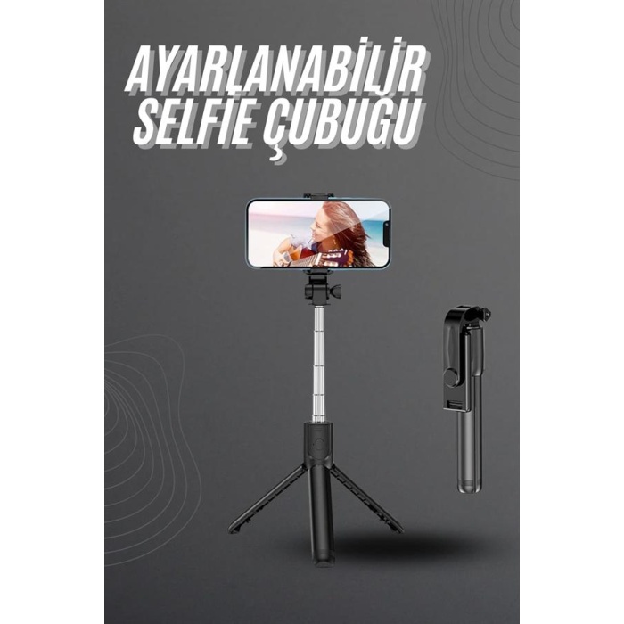 Selfie Çubuğu Tripod Bluetooth Kumandalı Selfie Çubuğu Telefon Tutucu - Lisinya