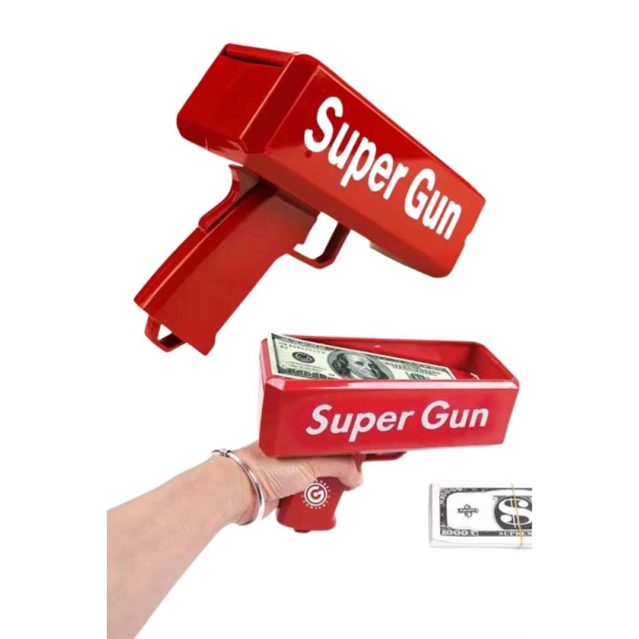 Kırmızı Parti Oyuncağı Para Saçma Fırlatma Tabancası Makinesi Super Money - Lisinya