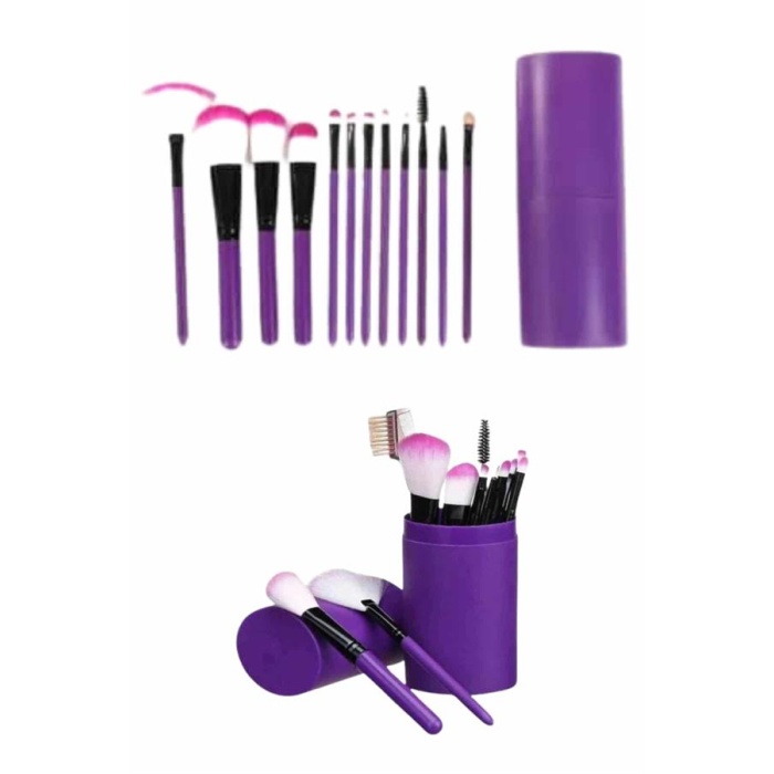 12 Parça Makyaj Fırçası Yumuşak Kıllı Profesyonel Fırça Seti Yüksek Kaliteli Pürüzsüz - Lisinya