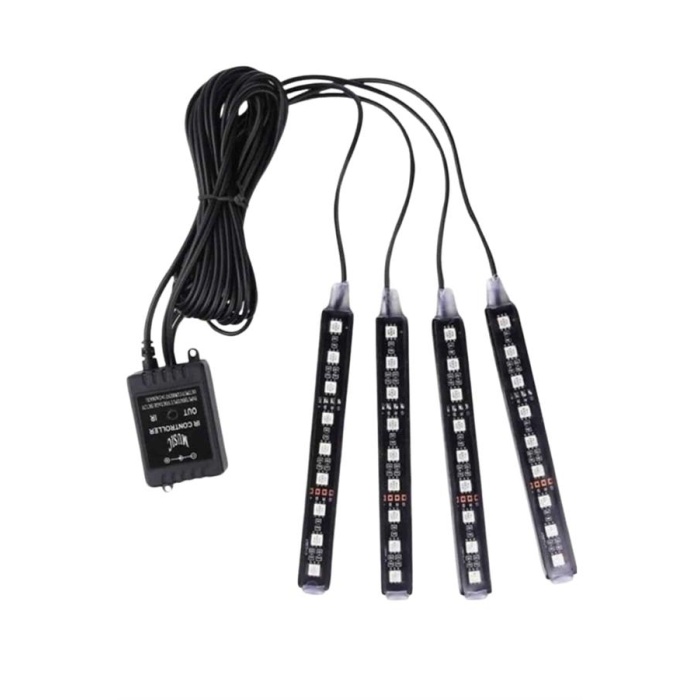 Araç Içi Aydınlatma Kumandalı 12 Led Ayak Altı Led Ambiyans Işığı Sese Duyarlı Kumandalı - Lisinya