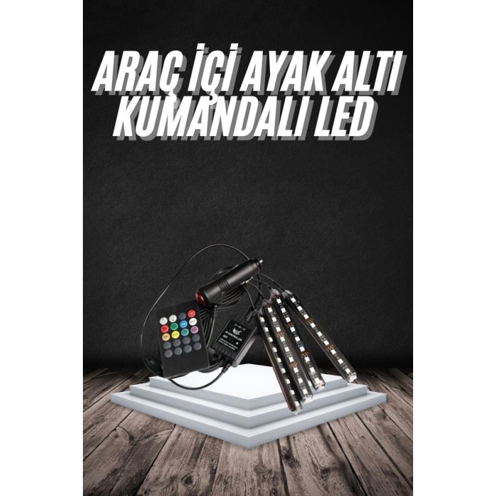 RGB Işıklı Araç İçi Aydınlatma Kumandalı 12li Led Işık Renk Değiştirebilen - Lisinya