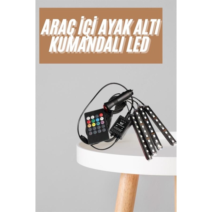 12Lİ Şerit Led Işık RGB Sese ve Müziğe Duyarlı Araç İçi Ayak Altı - Lisinya