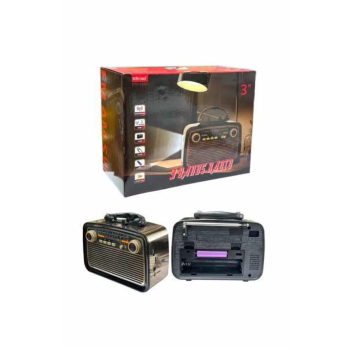 Nostalji Radyo Bluetooth Hoparlör USB-SD Kart Giriş Led Fener Işıklı Bataryalı Pilli - Lisinya