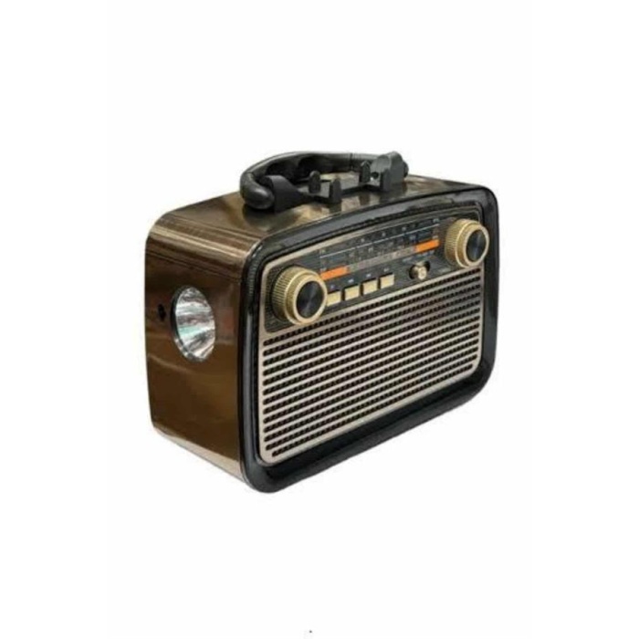 Nostalji Radyo Bluetooth Hoparlör USB-SD Kart Giriş Led Fener Işıklı Bataryalı Pilli - Lisinya