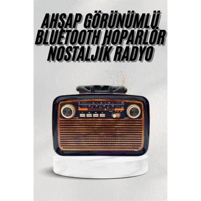 Bluetooth Hoparlör Ahşap Renk Vintage Işıklı Nostaljik Radyo Fm Ahşap Görünümlü - Lisinya