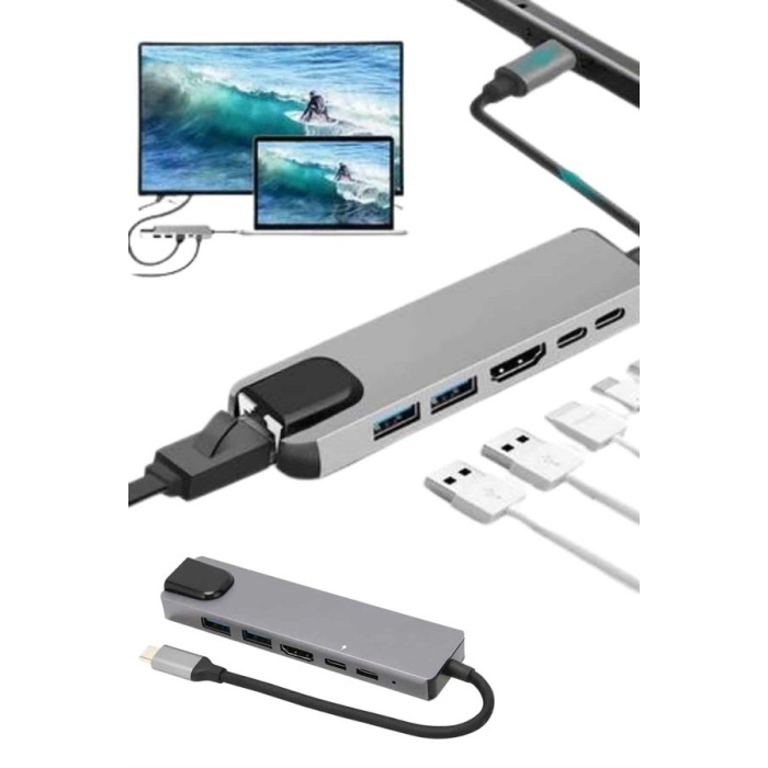 Usb Type-c Hub Dönüştürücü Çevirici Çoklayıcı Macbook Çevirici 8 Portlu - Lisinya