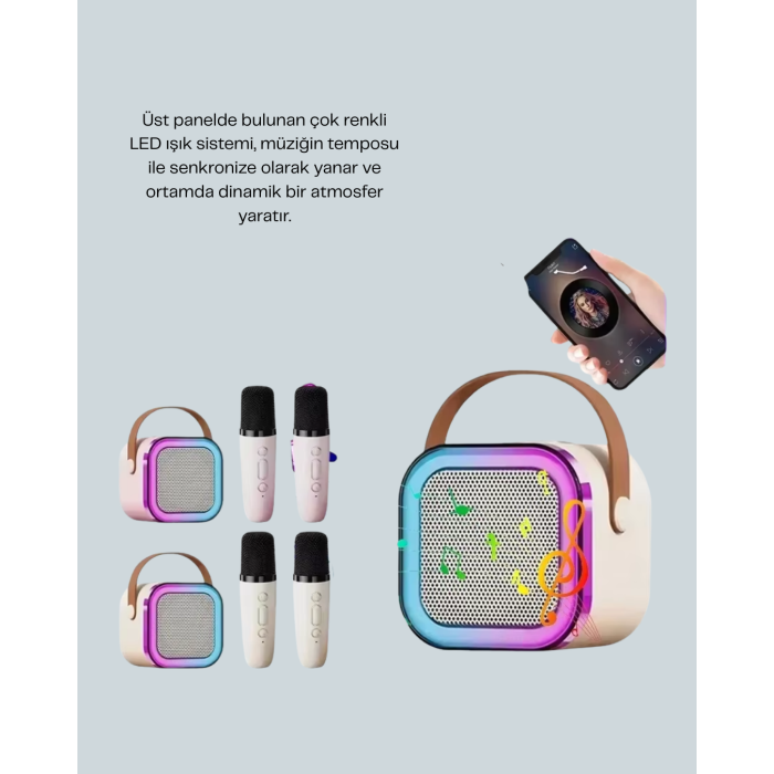 Taşınabilir Bluetooth Karaoke Hoparlör – 2400 mAh Batarya - Lisinya