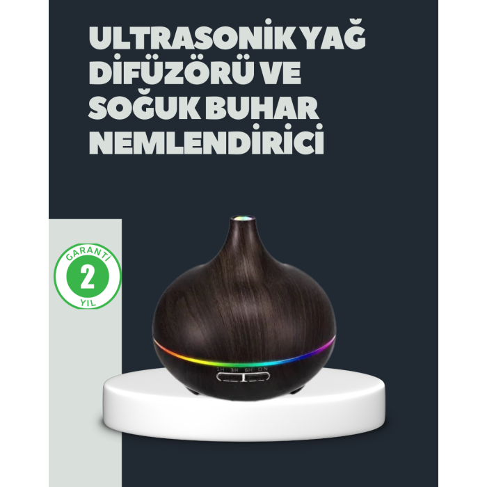 550ML Ultrasonik Hava Nemlendirici ve Aromaterapi Difüzörü - Lisinya