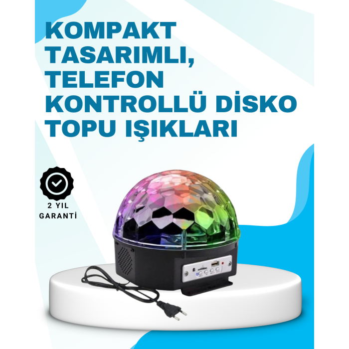 Bluetooth Bağlantılı Renkli Masaüstü Disko Topu Işık Gösterisi - Lisinya