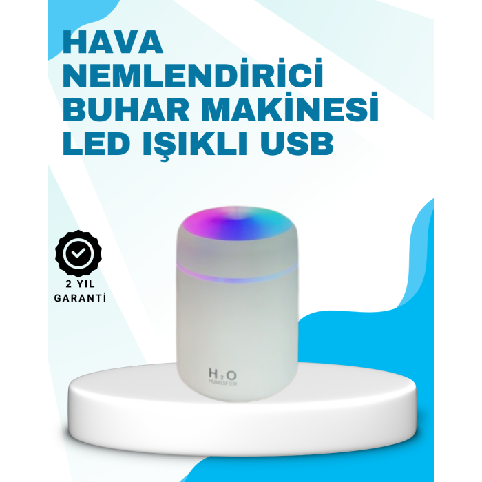 LED Işıklı Sessiz Masaüstü Nemlendirici – 3 Buhar Modu - Lisinya