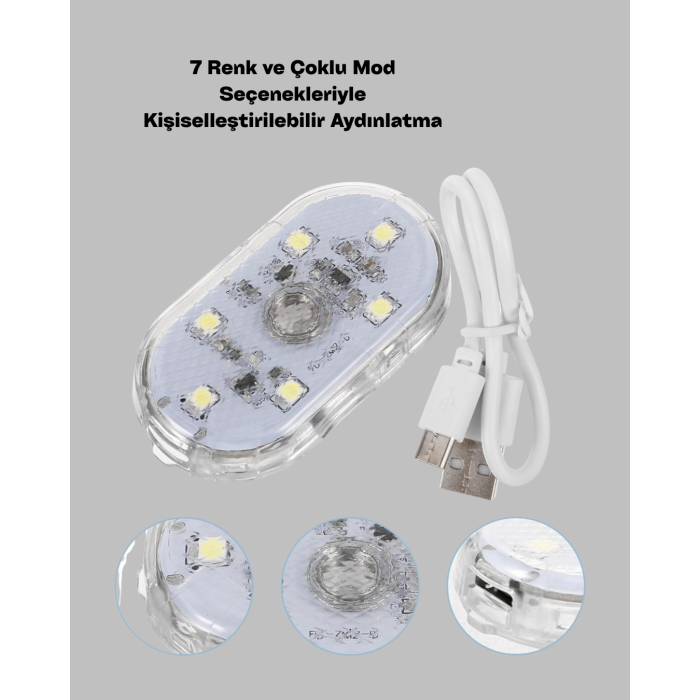 USB Şarjlı Kablosuz Manyetik Montajlı Mini LED Işık - Lisinya