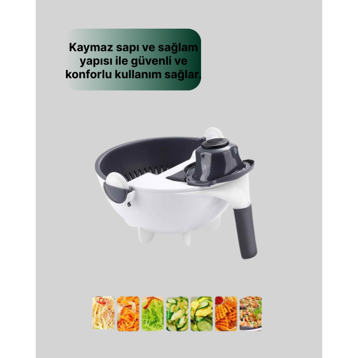 Döner Mekanizmalı Sebze Doğrayıcı Hazneli Rende - Lisinya