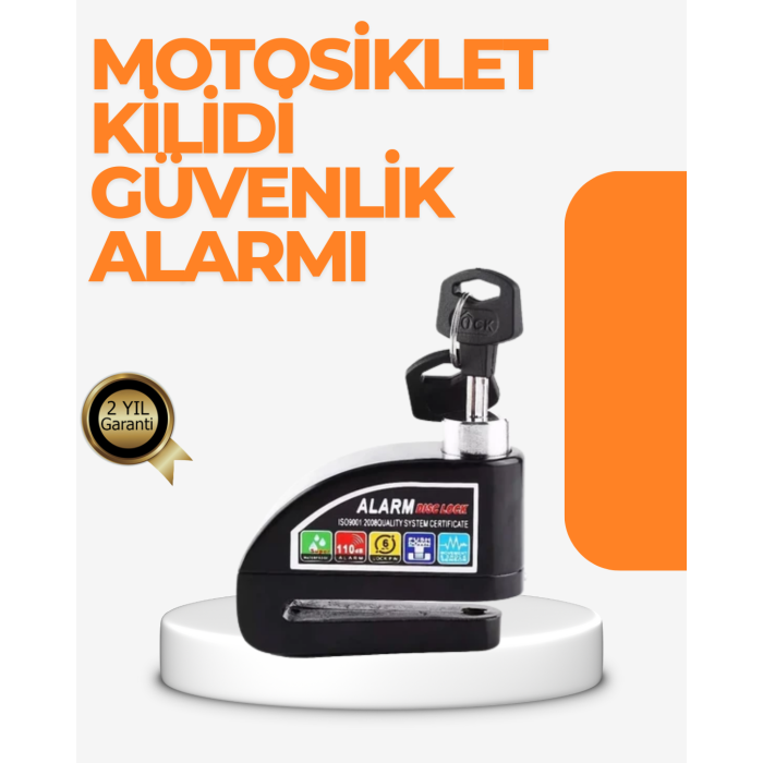 Alarm Sensörlü Disk Kilidi Motosiklet Scooter Bisiklet Güvenlik - Lisinya
