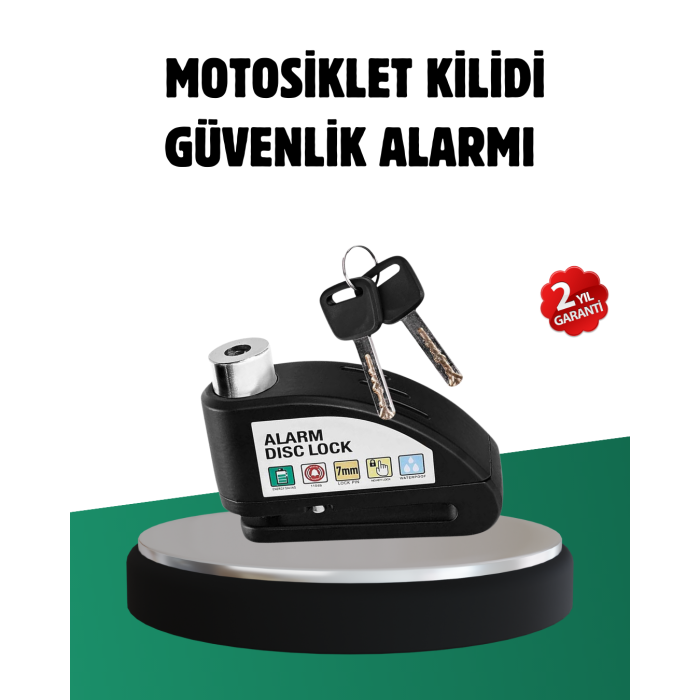 Titreşim Sensörlü Alarm Disk Kilidi Motosiklet Scooter Bisiklet - Lisinya