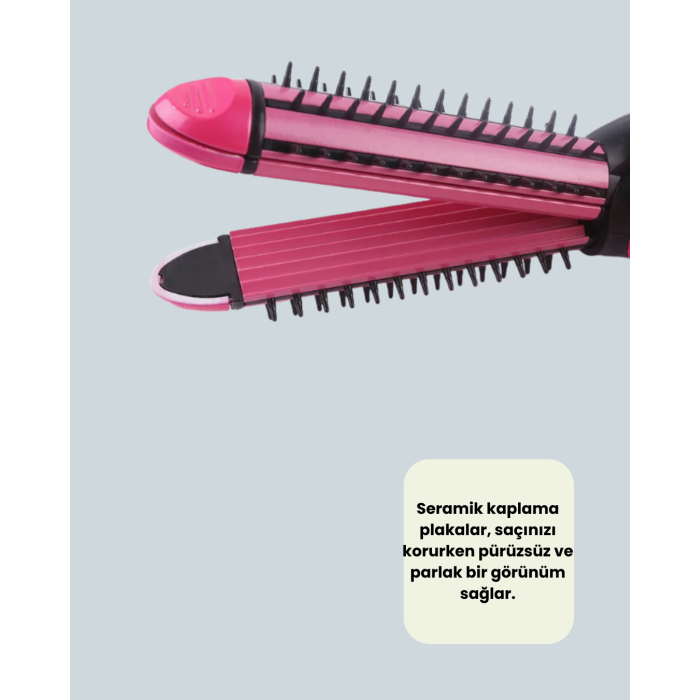 Saç Şekillendirici Maşa ve Düzleştirici 2’si 1 Arada - Lisinya