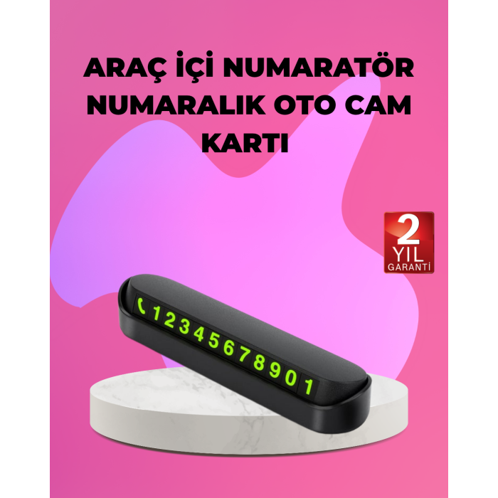 Fosforlu Araç İçi Park Kartı Numaratörü - Lisinya