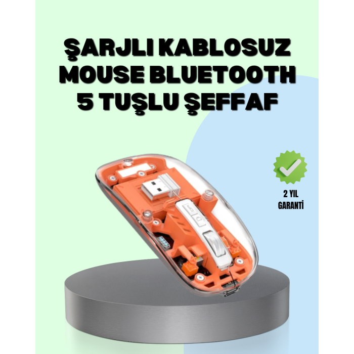 Şarjlı Ergonomik Fare – 1600 DPI, Sessiz Tıklama Özellikli - Lisinya