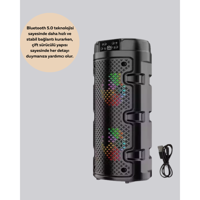Çift Sürücülü Taşınabilir Kablosuz Hoparlör - Lisinya