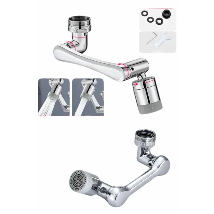 Dönen Musluk Başlığı 1080 Derece Ayarlanabilir Filtreli Sprey Uç - Lisinya