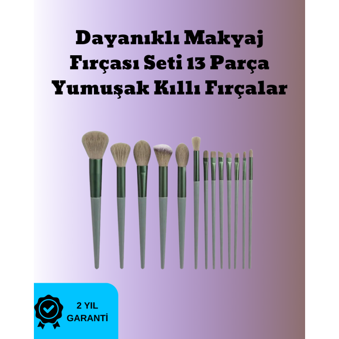 Toz ve Krem Ürünler İçin Güçlü Tutucu Yumuşak Kıllı Makyaj Fırça Takımı 13 Parça - Lisinya