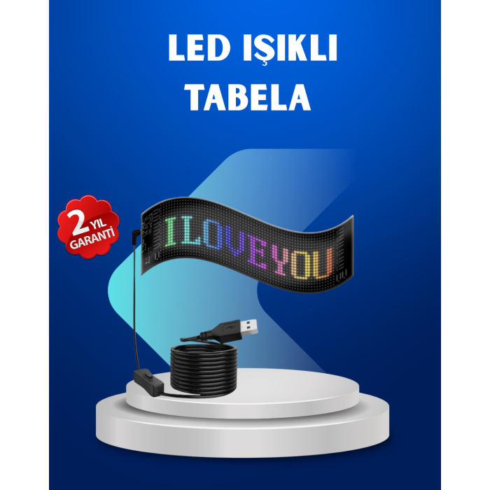 RGB Renkli LED Ekran Tabela USB Bağlantılı ve Kayan Yazı Destekli - Lisinya