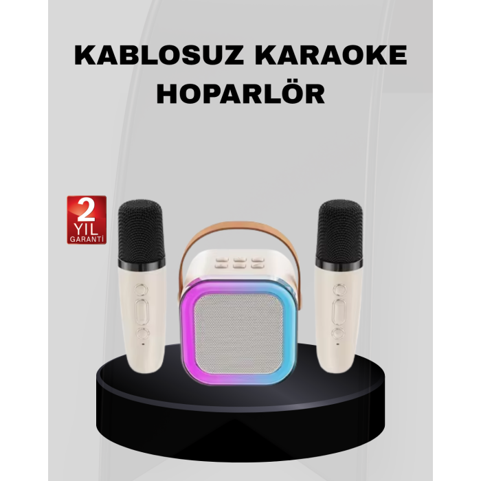 Taşınabilir Karaoke Hoparlör Bluetooth 5.0 ve Çift Mikrofonlu - Lisinya