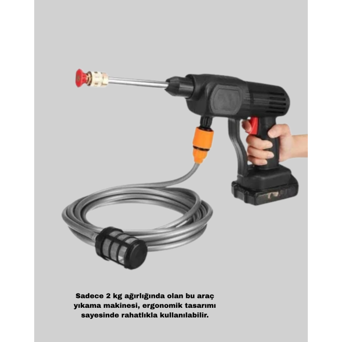 21V Akülü Basınçlı Yıkama Makinesi Çift Akülü ve Hızlı Şarj Özellikli - Lisinya