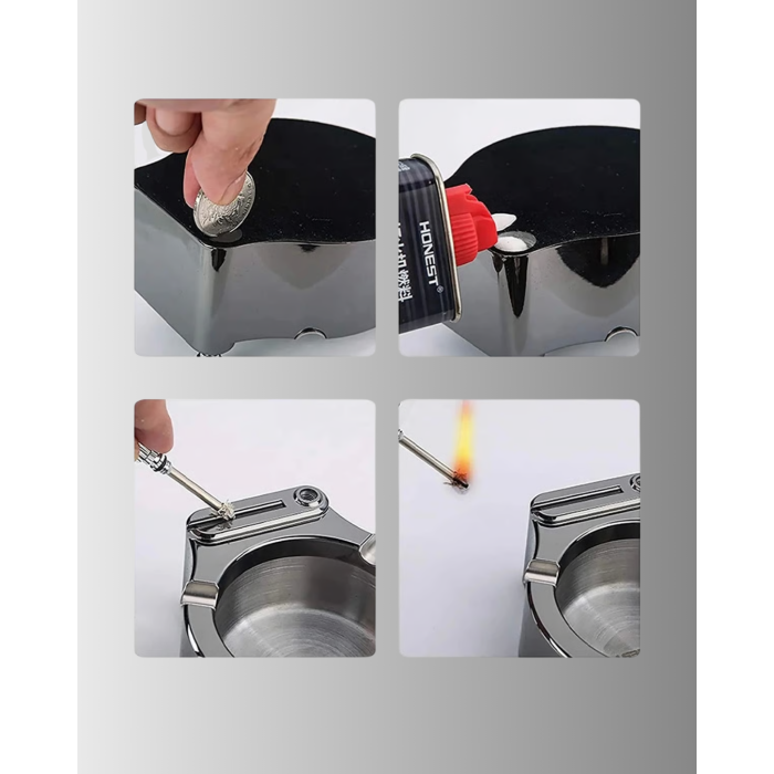 Yuvarlak Çakmaklı Küllük Dayanıklı Metal Yapı - Lisinya