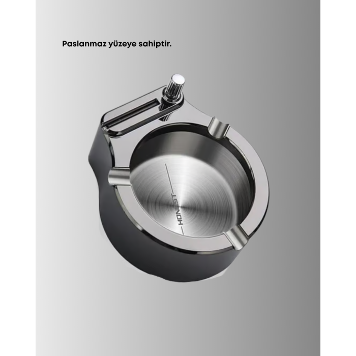 Çakmaklı Küllük Paslanmaz Metal Yuvarlak Tasarım - Lisinya