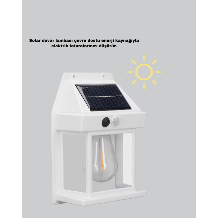 Solar Sensörlü Dış Mekan Lamba 3 Işık Modlu ve IP65 Dayanıklı - Lisinya
