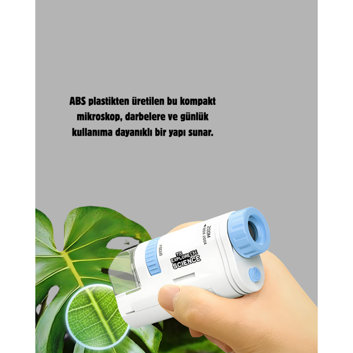 LED Işıklı Mikroskop 80X–200X Zoom Eğitici Bilim Seti ve Taşınabilir - Lisinya