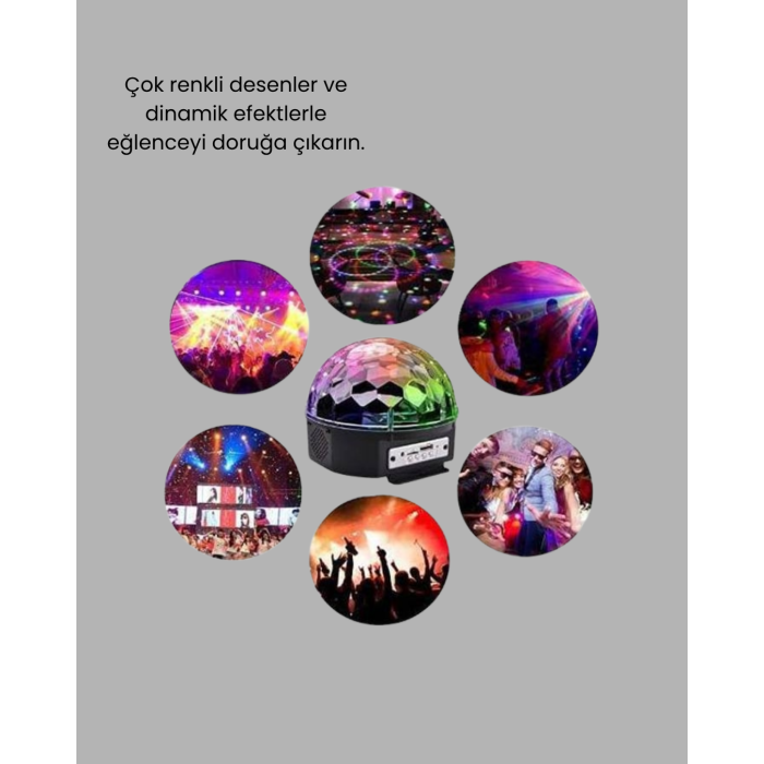 Taşınabilir Mini Disko Topu Lamba – Müzikle Senkronize Işık Efekti ve Parti Atmosferi - Lisinya
