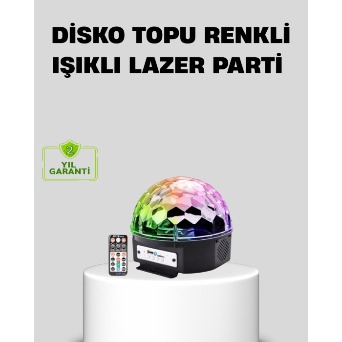 Ritim Hassasiyetli Bluetooth Hoparlörlü Disko Işığı Döner LED Efektli - Lisinya