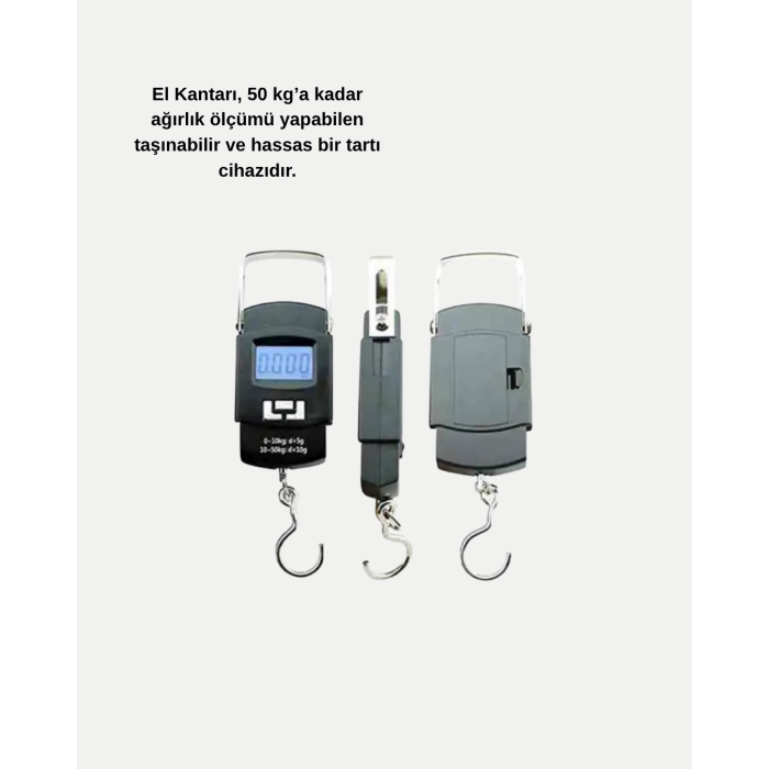 Dijital El Kantarı – 50 Kg Taşıma Kapasiteli, Taşınabilir Hassas Tartı - Lisinya