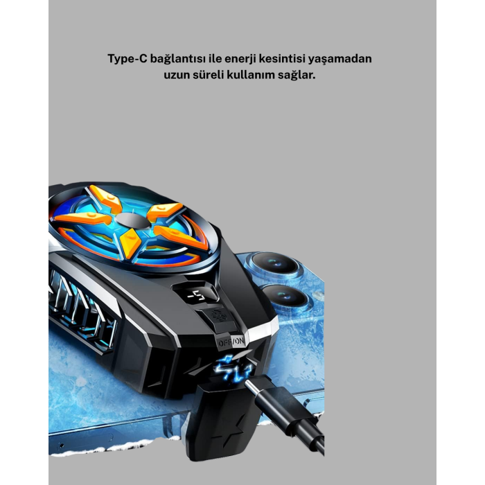 Telefon Soğutucu Radyatör Type-C Bağlantılı 2 Kademeli Dijital Kontrollü - Lisinya