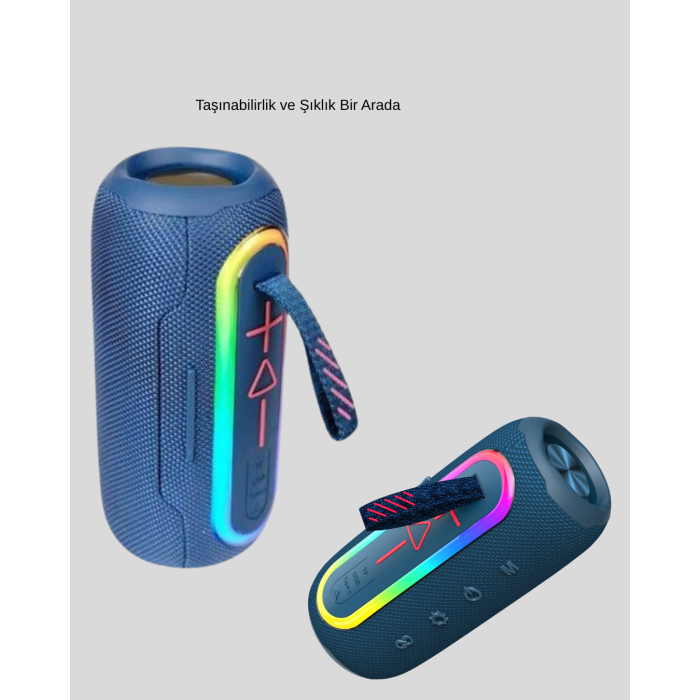 Mini Mavi Bluetooth Hoparlör Şık Görünüm ve Taşınabilir Güçlü Ses - Lisinya