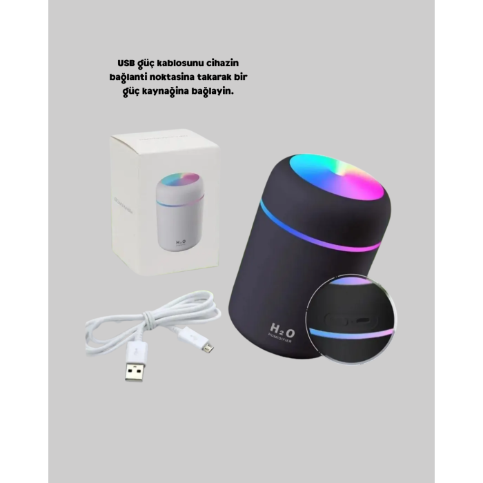 Taşınabilir USB Mini Nemlendirici – LED Aydınlatmalı, Çift Püskürtme Modu - Lisinya
