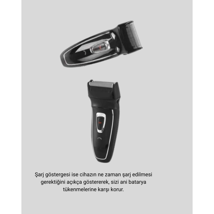 Şarjlı Kablosuz Tıraş Makinesi Çift Başlık Kuru Tıraş Ergonomik Taşınabilir - Lisinya