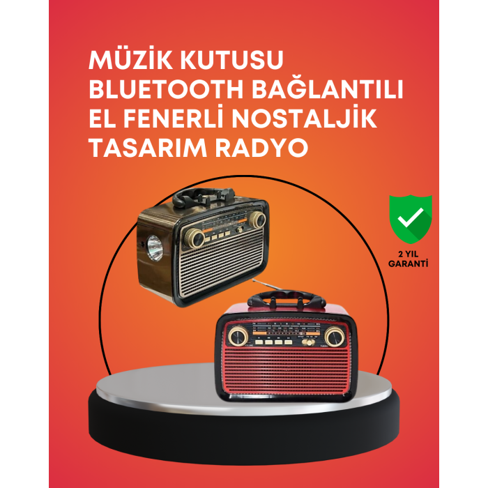 Nostaljik Radyo Görünümlü Bluetooth Hoparlör – FM/AM Yayın, Kablosuz Bağlantı, Şarj Edilebilir - Lisinya
