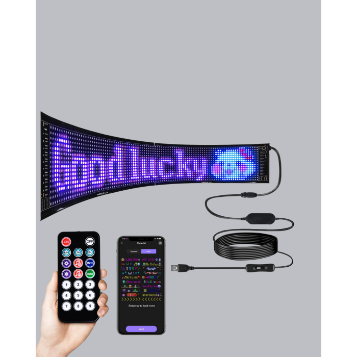 RGB LED Panel – Çok Renkli, Kumandalı, USB Bağlantılı Yazı ve GIF Gösterimli Akıllı Lamba - Lisinya