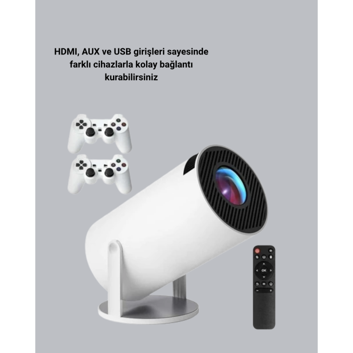 Wi-Fi 6 ve Bluetooth 5.0 Destekli 4K Akıllı Projeksiyon Cihazı - Lisinya