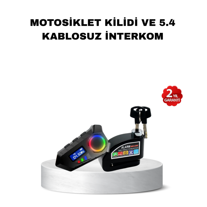 Bluetooth 5.4 İntercom ve Alarmlı Disk Kilidi Seti Güçlü Ses ve Güvenlik - Lisinya