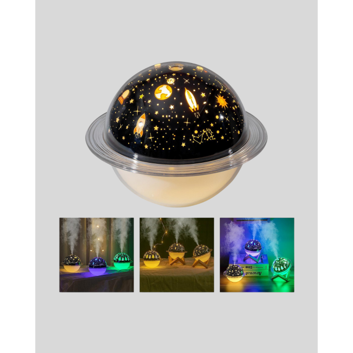 USB Projeksiyon Gece Lambası ve Hava Nemlendirici – Aromaterapi Destekli, Taşınabilir Mini - Lisinya