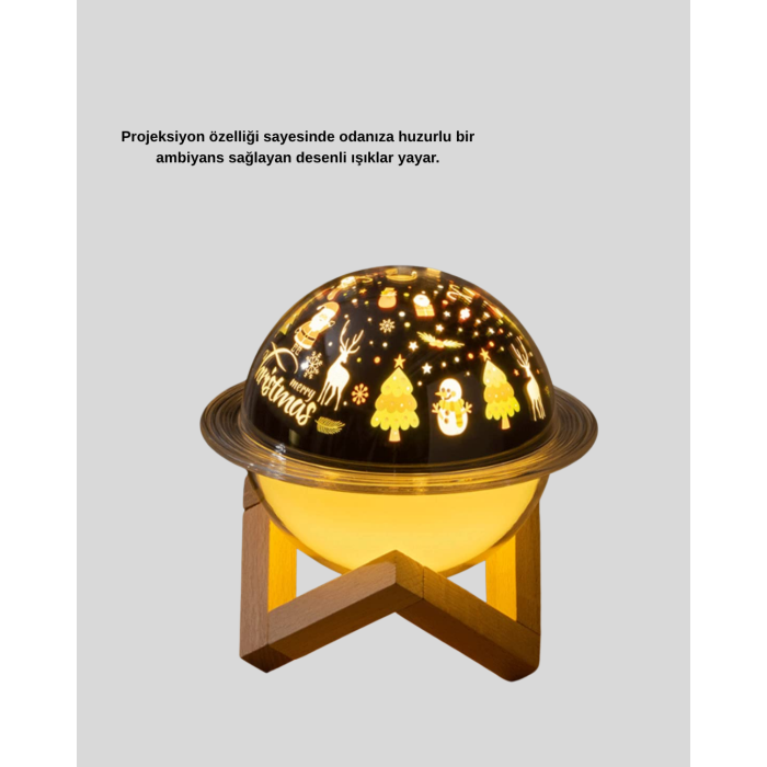 USB Projeksiyon Gece Lambası ve Hava Nemlendirici – Aromaterapi Destekli, Taşınabilir Mini - Lisinya