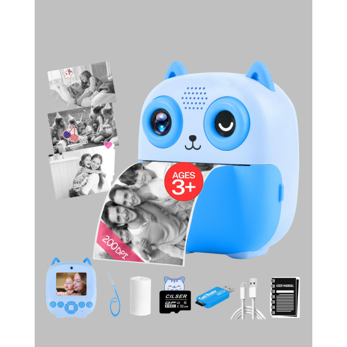 Anında Baskı Özellikli Çocuk Kamerası 48MP 1080P Çift Lens 32GB Destekli - Lisinya