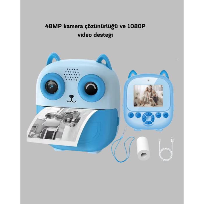 48MP Termal Baskılı Çocuk Dijital Kamera 1080P Video 2.4 Ekran 6X Zoom - Lisinya