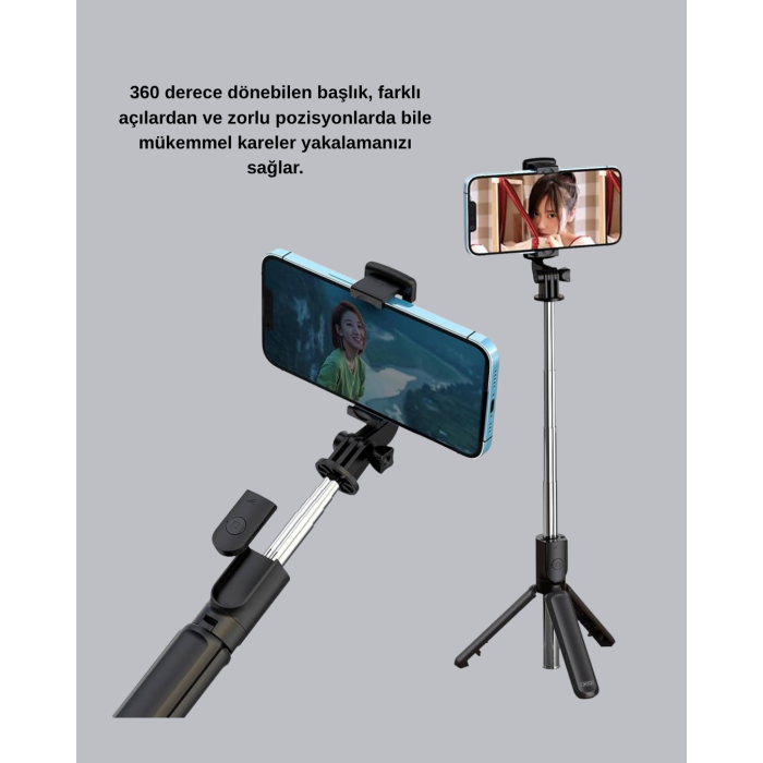 Bluetooth Selfie Çubuğu – Kablosuz, Hafif ve Yüksek Çözünürlüklü Çekim İçin - Lisinya