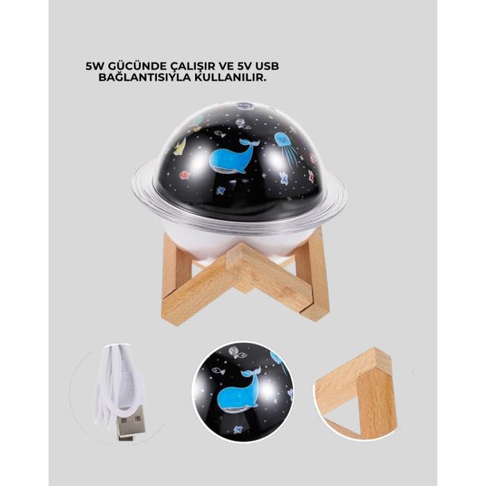 USB ile çalışan projektörlü aromaterapi nemlendirici masaüstü kullanım için uygun - Lisinya